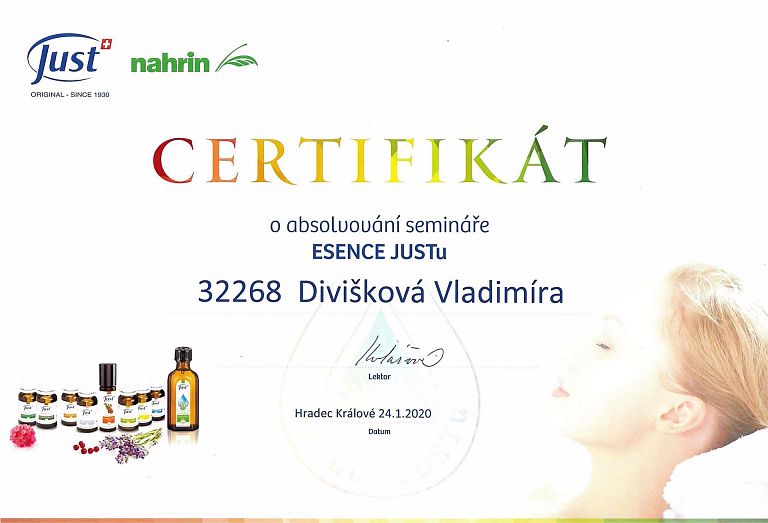 Certifikát o absolvování semináře ESENCE JUSTu